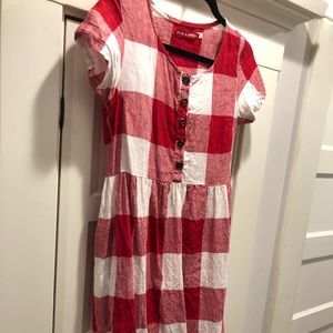 Pyne & Smith Red and white check button up dress